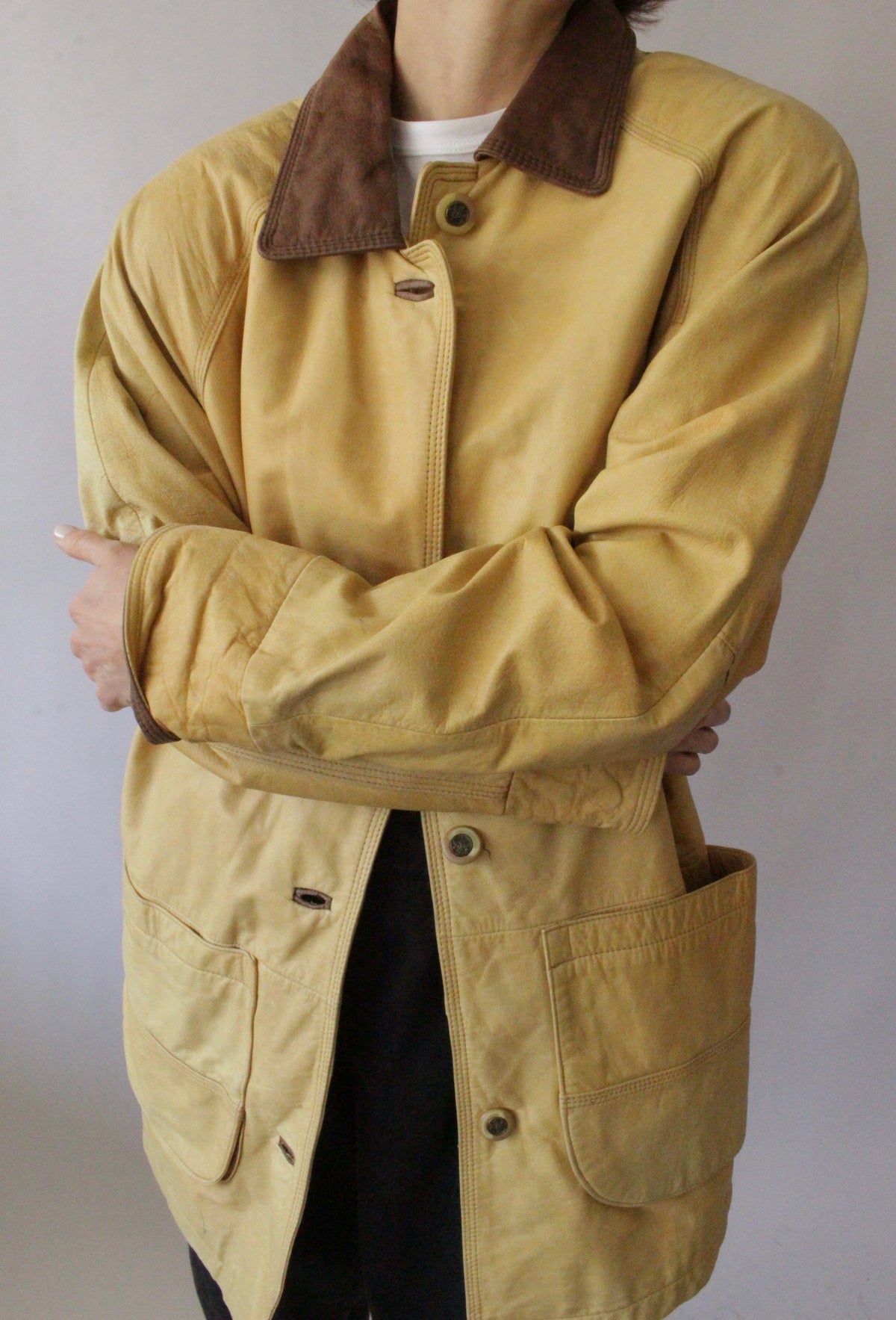 Vintage Sand Leather Chore Jacket