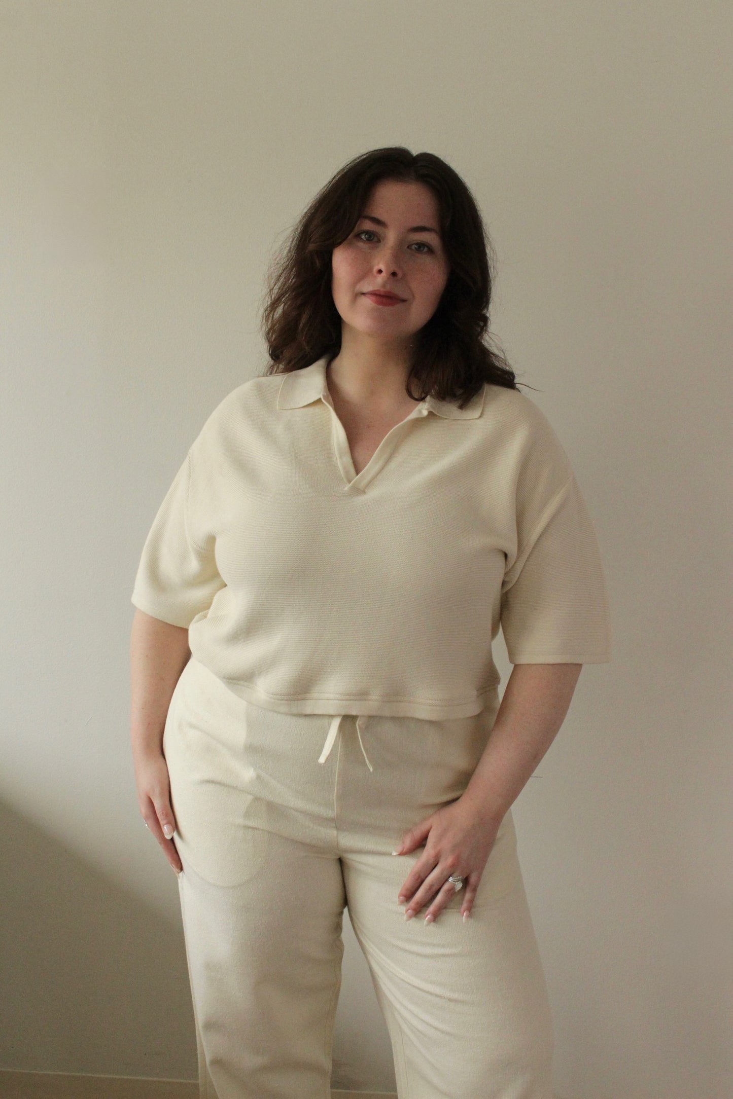 Ernie Cotton Seed Stitch Cropped Polo