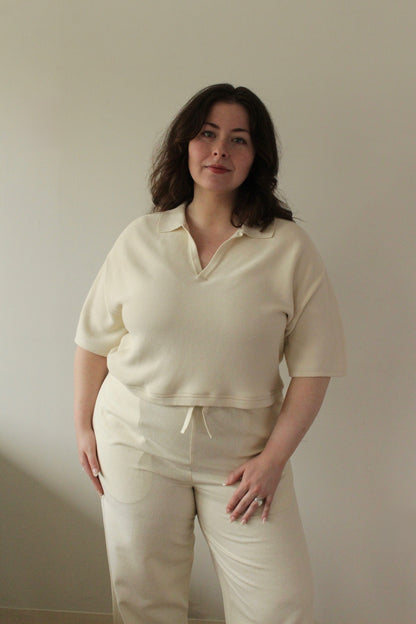 Ernie Cotton Seed Stitch Cropped Polo
