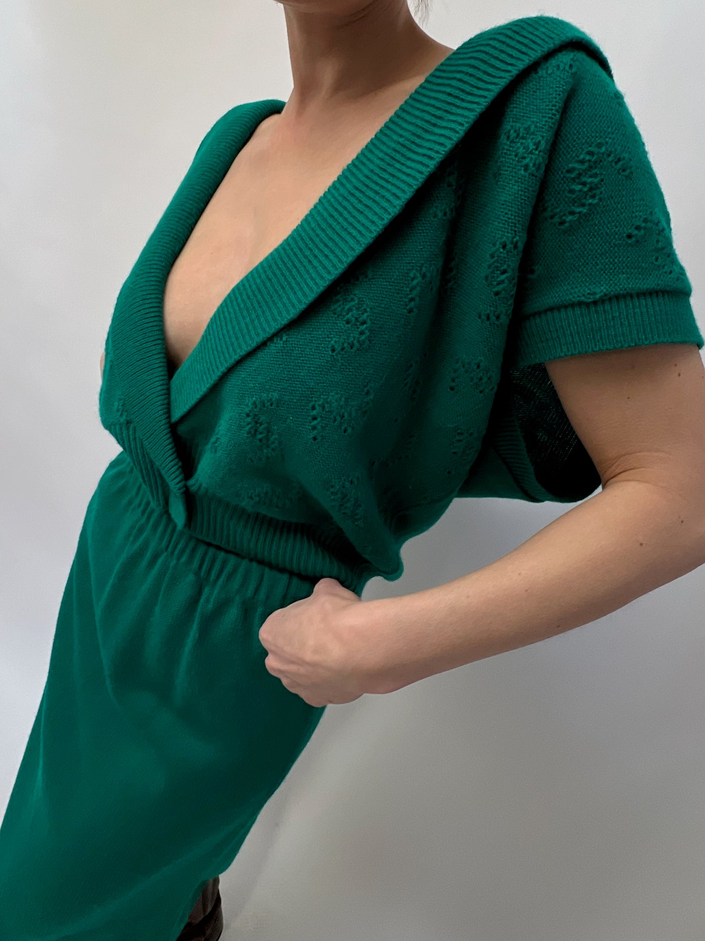 Vintage Emerald Knit Vest & Skirt Set