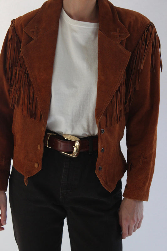 Vintage Cinnamon Fringed Suede Jacket