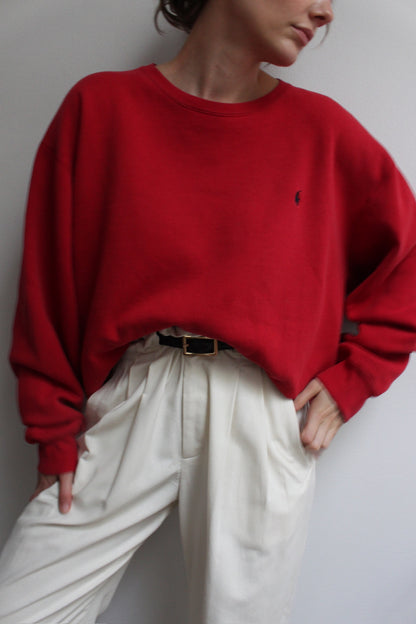 Ralph Lauren Faded Red Embroidered Sweatshirt