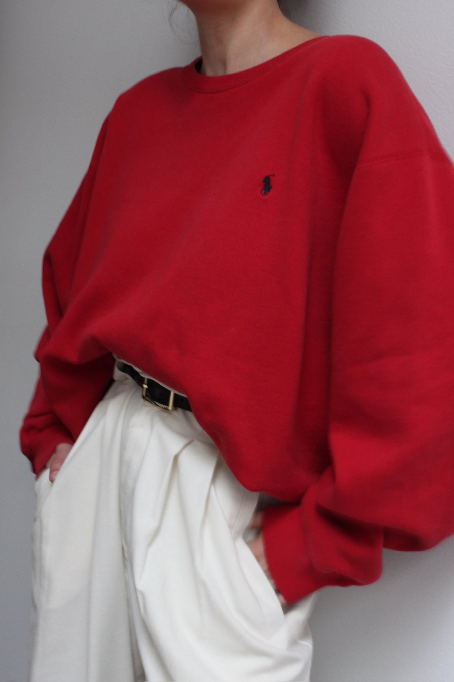 Ralph Lauren Faded Red Embroidered Sweatshirt