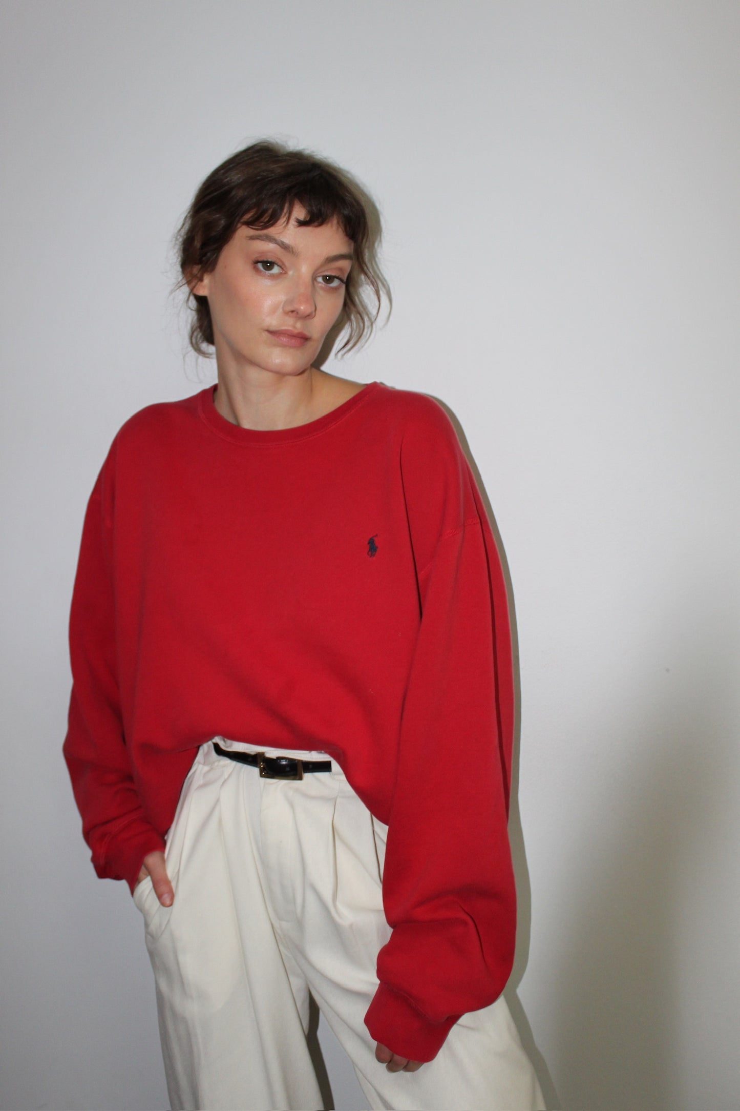 Ralph Lauren Faded Red Embroidered Sweatshirt