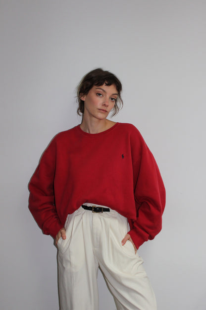 Ralph Lauren Faded Red Embroidered Sweatshirt