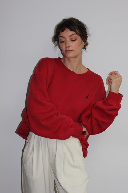 Ralph Lauren Faded Red Embroidered Sweatshirt