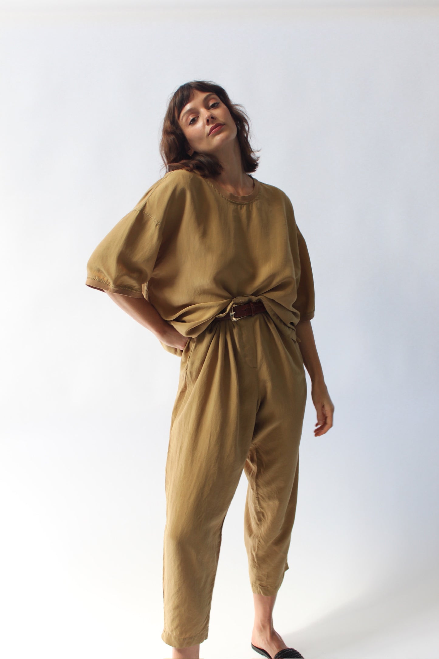 90s DKNY Dijon Silk Pant Set