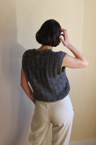Vintage Confetti Cable Knit Sweater Vest