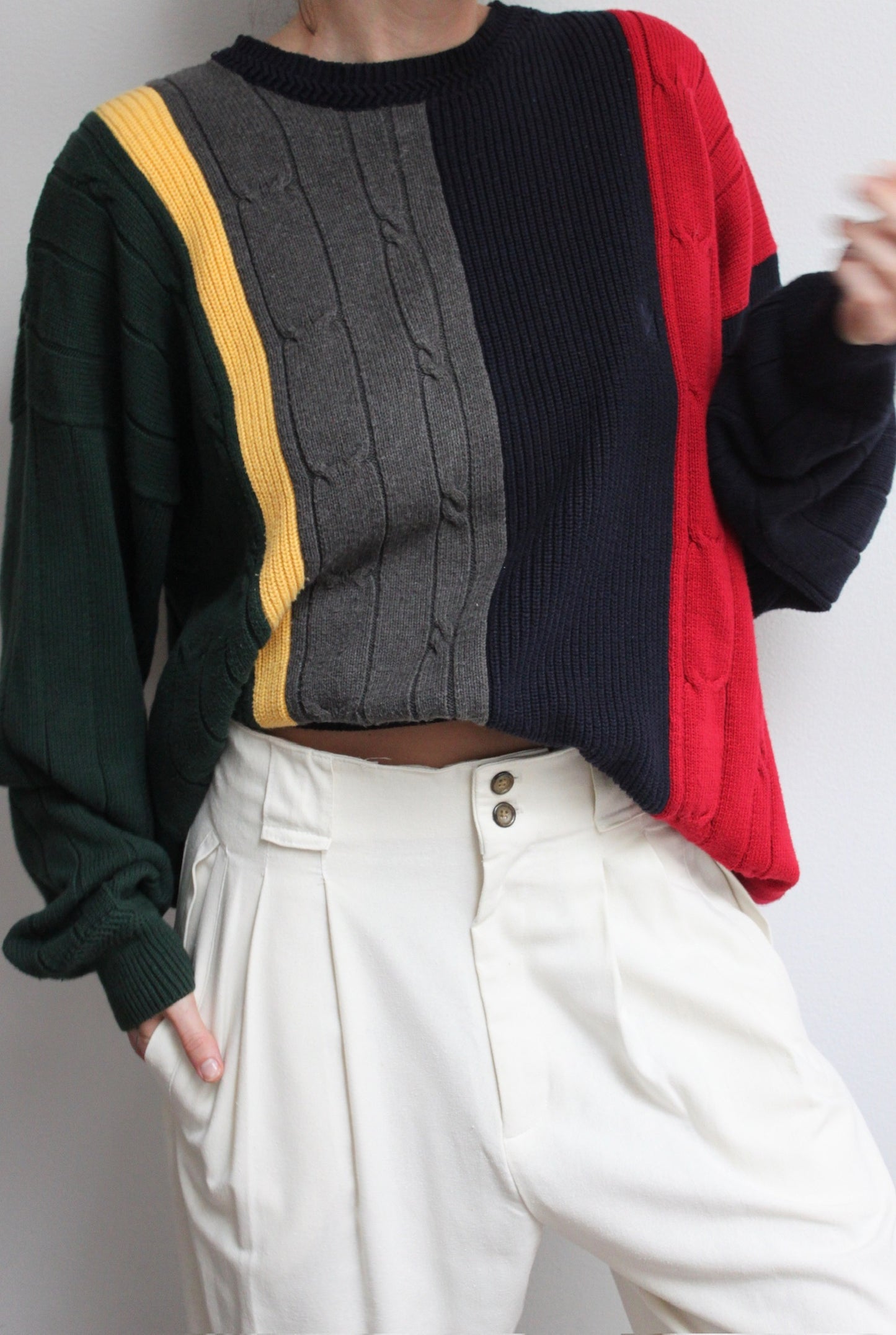 90s Nautica Wide Striped Cotton Crewneck