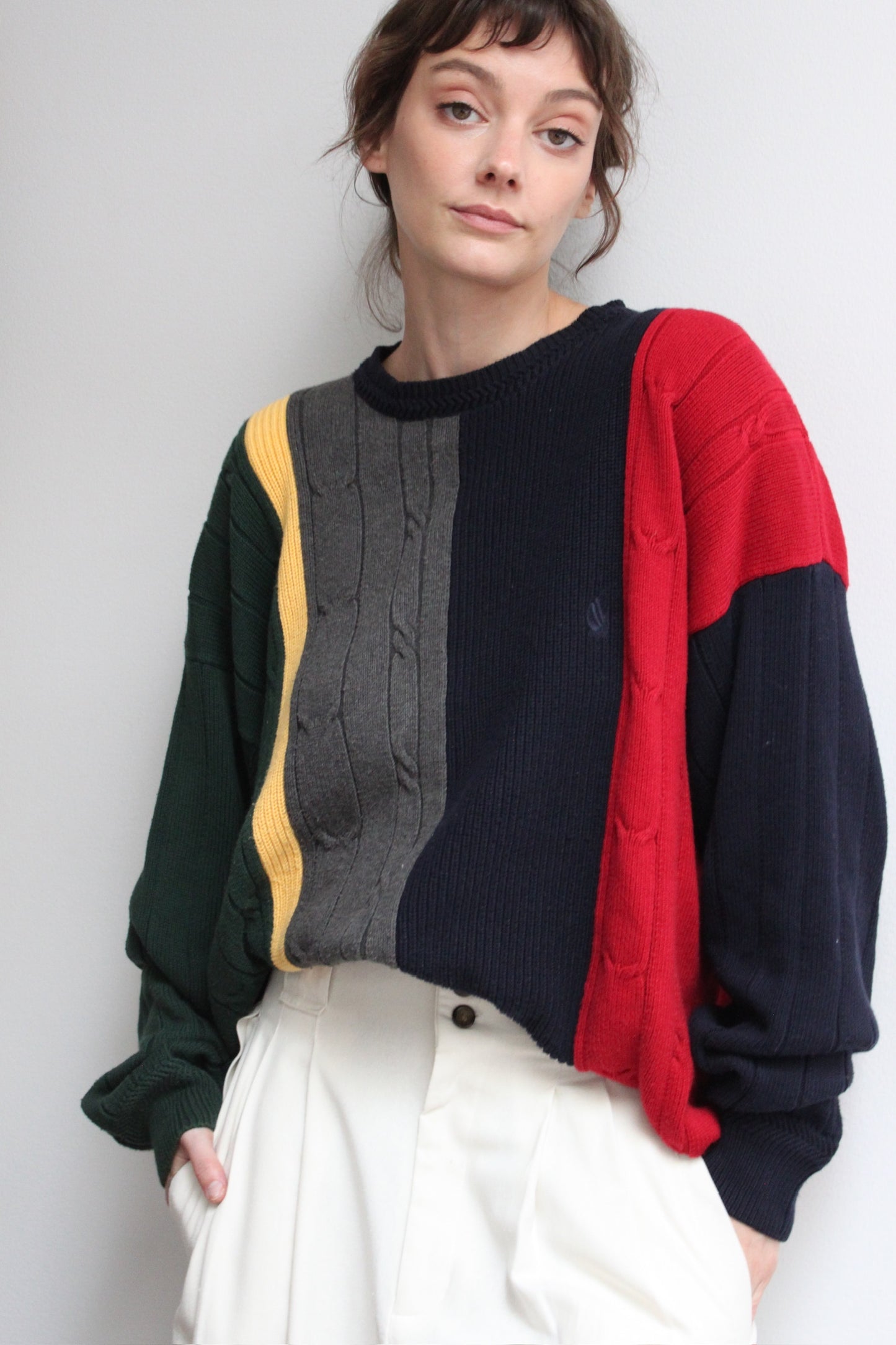 90s Nautica Wide Striped Cotton Crewneck