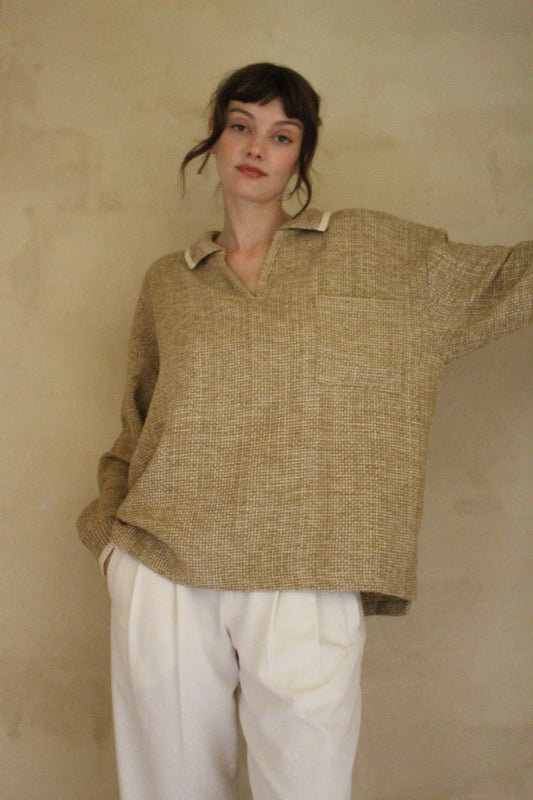 Kit Basketweave Silk Knit Popover