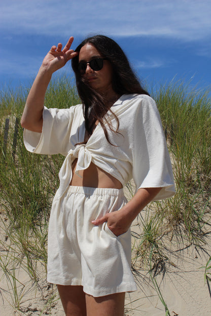 Bobbie Raw Silk Tie Top