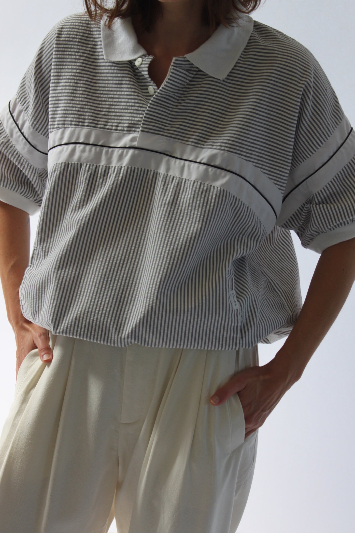 Vintage Christian Dior Slate Striped Popover