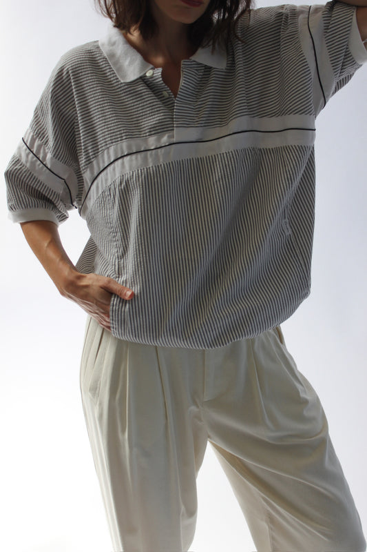 Vintage Christian Dior Slate Striped Popover