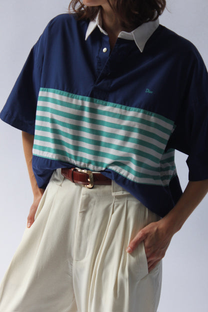 Vintage Christian Dior Striped & Collared Popover