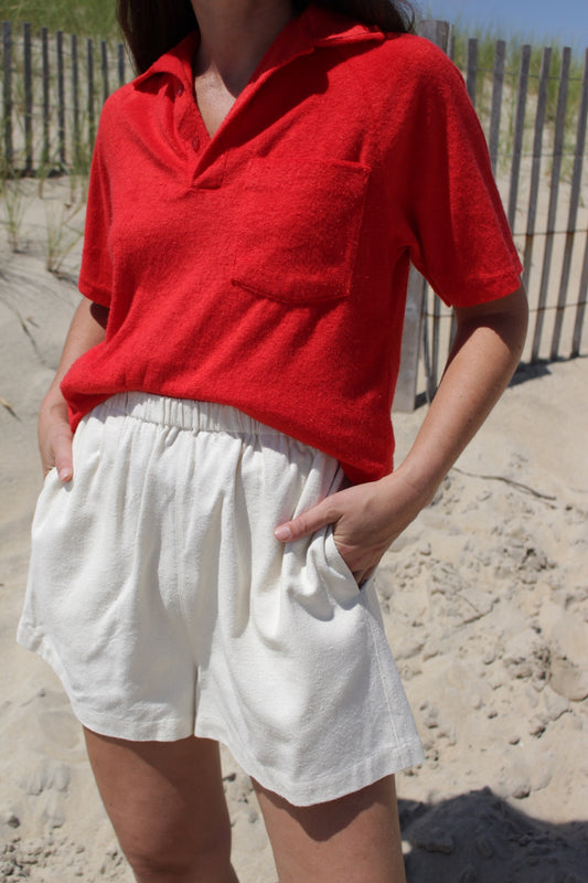 Vintage Poppy Red Terry Cloth Polo