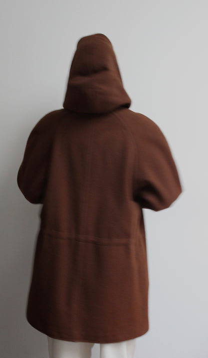 Incredible 90s Coffee Wool Hooded Coat