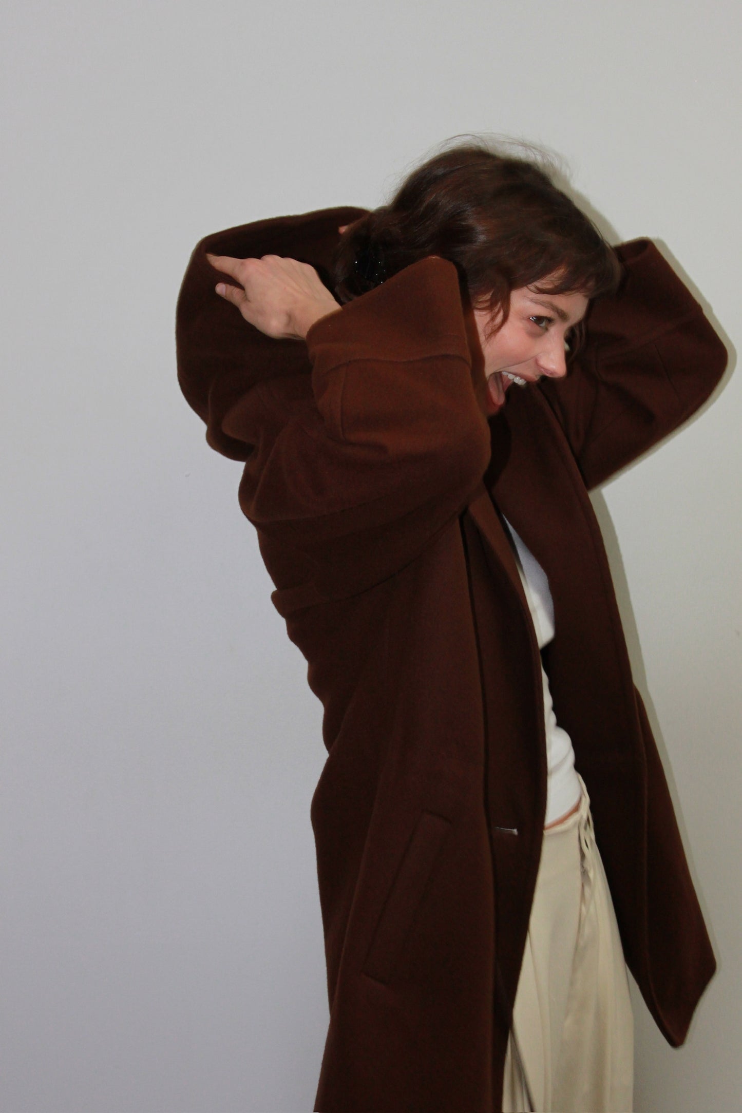 Incredible 90s Coffee Wool Hooded Coat