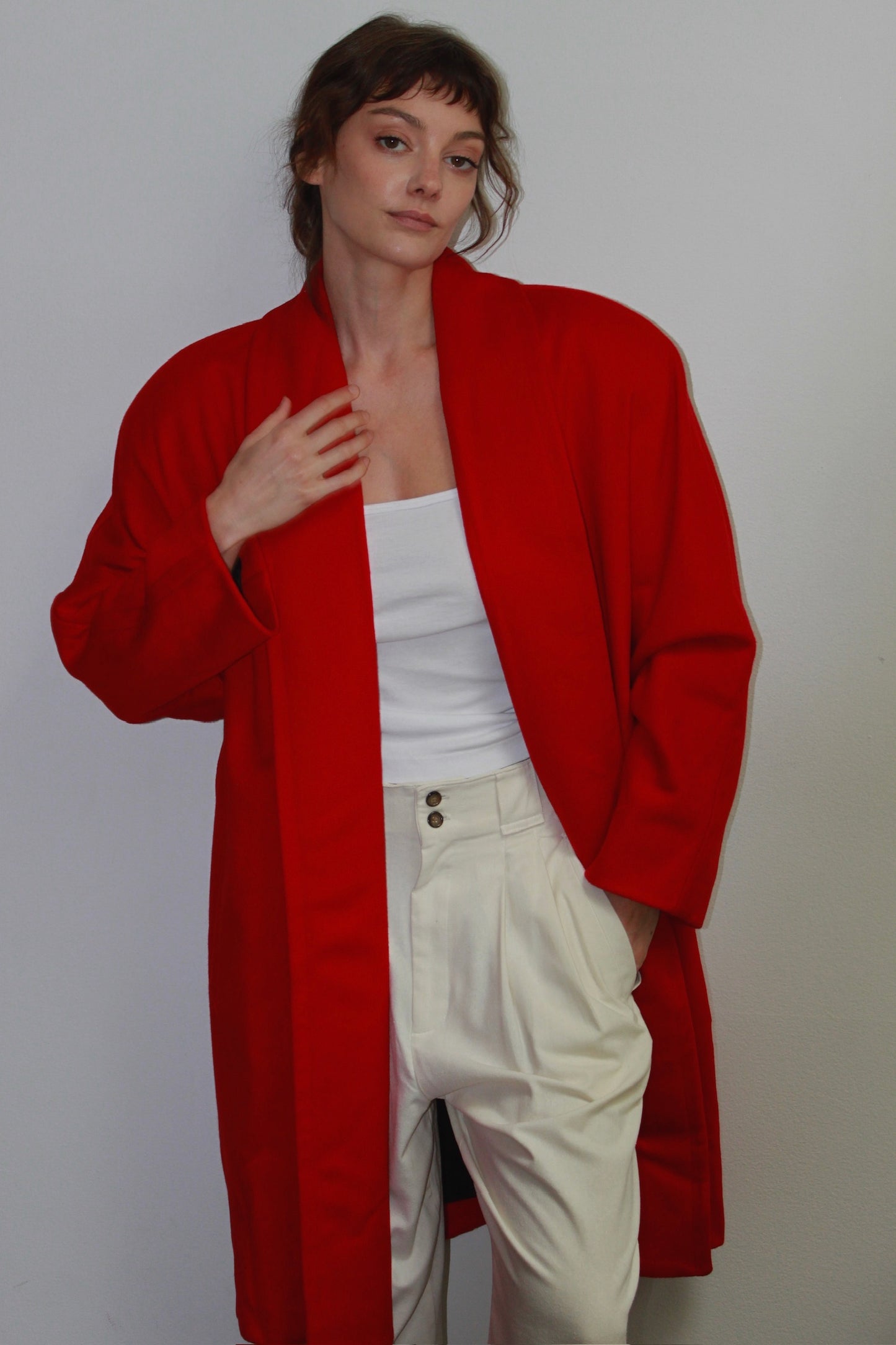 Gorgeous 90s Cherry Shawl Collar Wool Coat