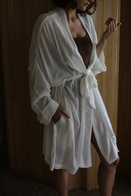 Jane Woven Mesh Robe Coat