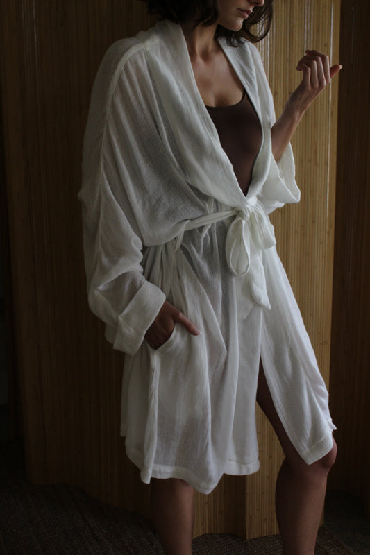 Jane Woven Mesh Robe Coat