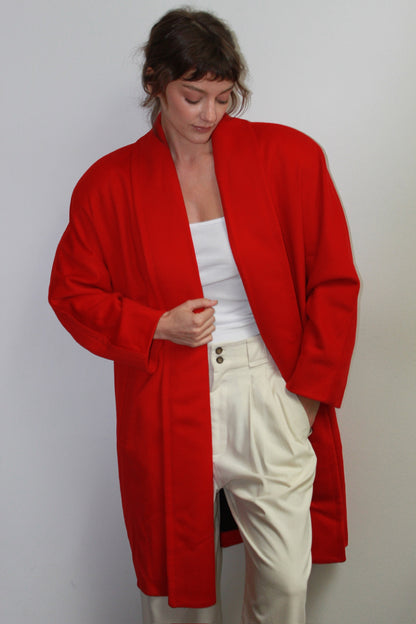 Gorgeous 90s Cherry Shawl Collar Wool Coat