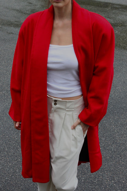 Gorgeous 90s Cherry Shawl Collar Wool Coat