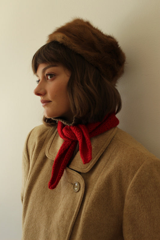 Stunning Vintage Caramel Fur Pillbox Hat