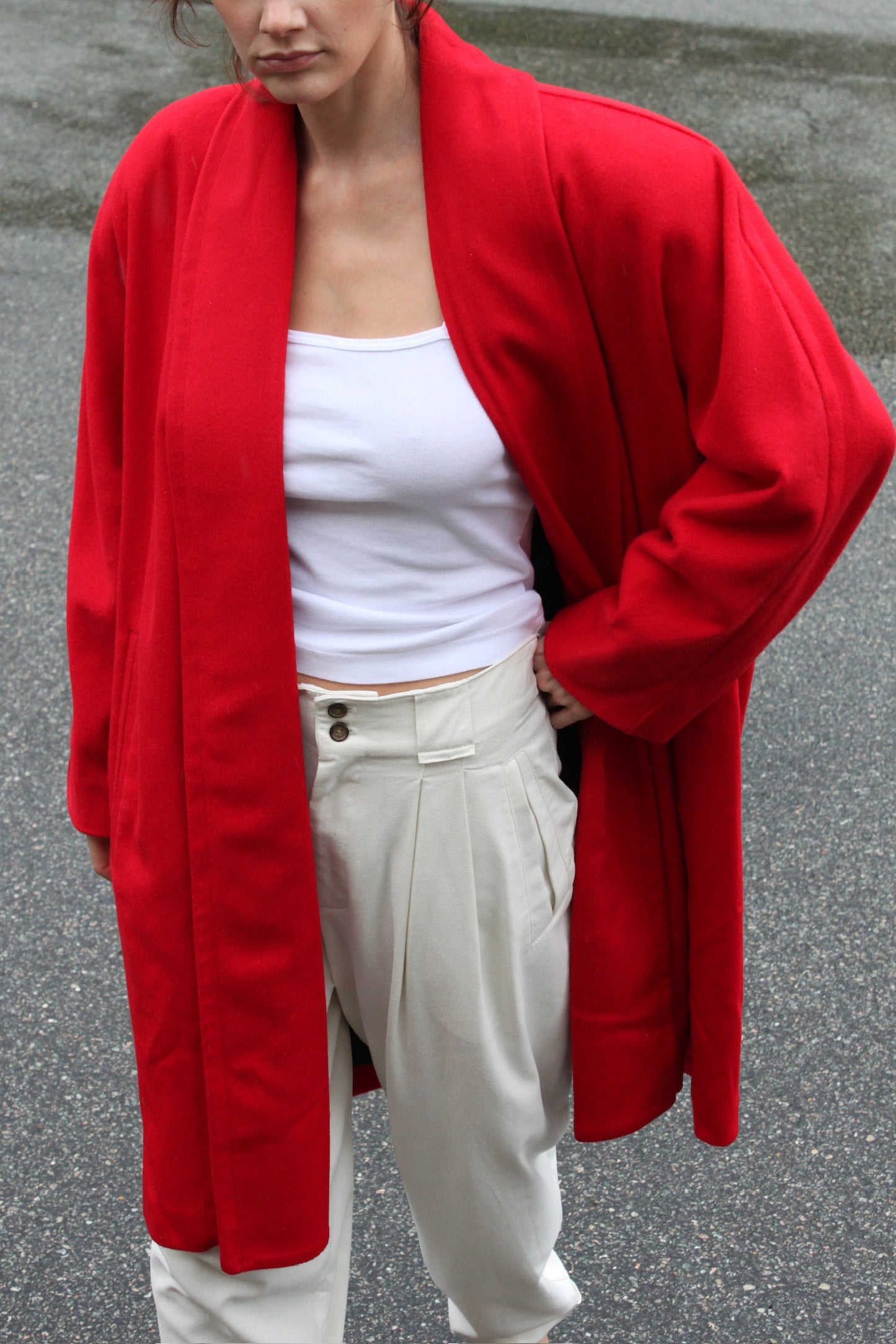 Gorgeous 90s Cherry Shawl Collar Wool Coat