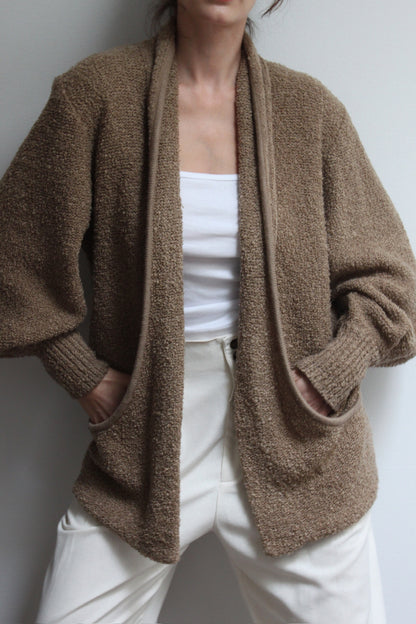 Vintage Toffee Boucle Knit Cardigan