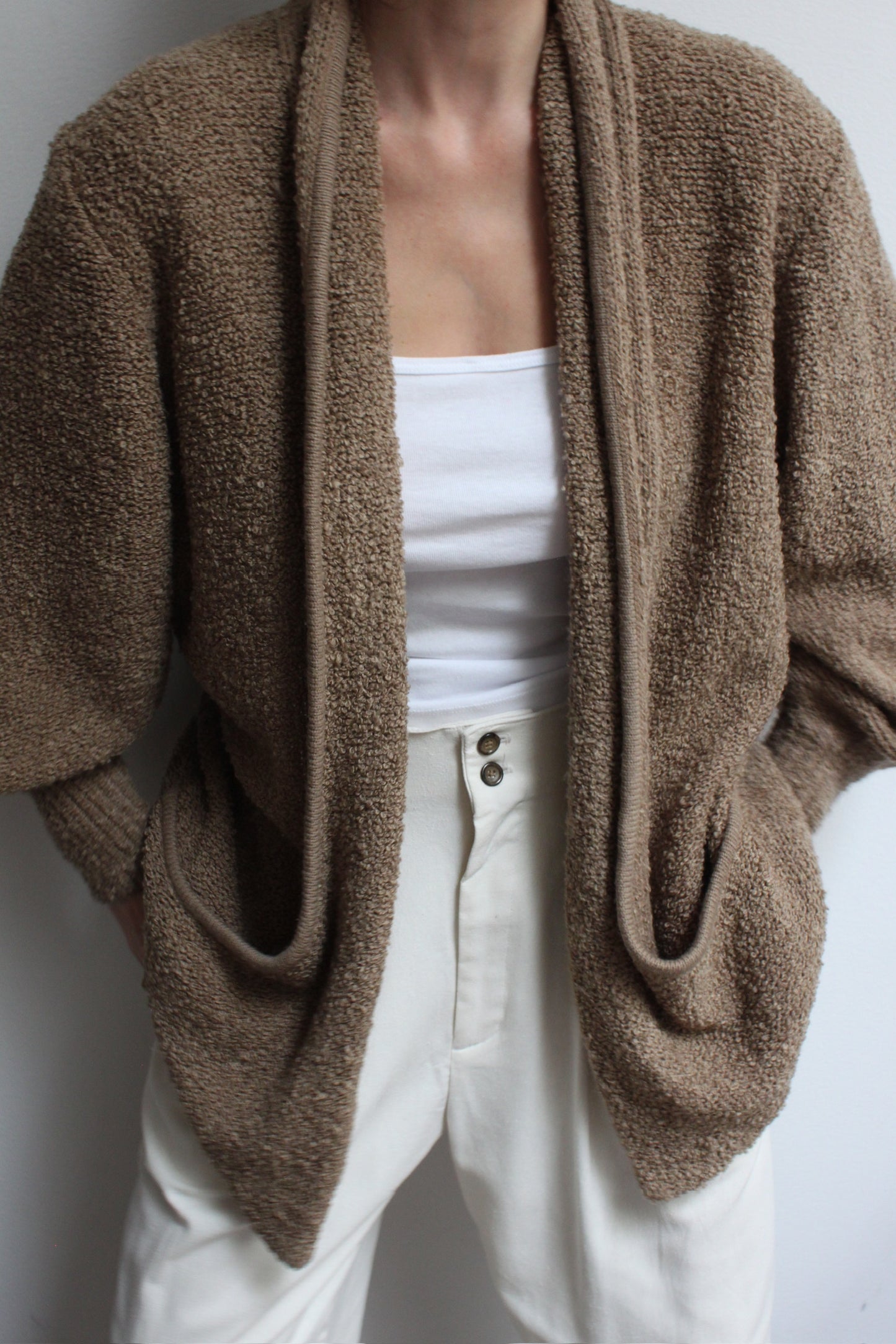 Vintage Toffee Boucle Knit Cardigan