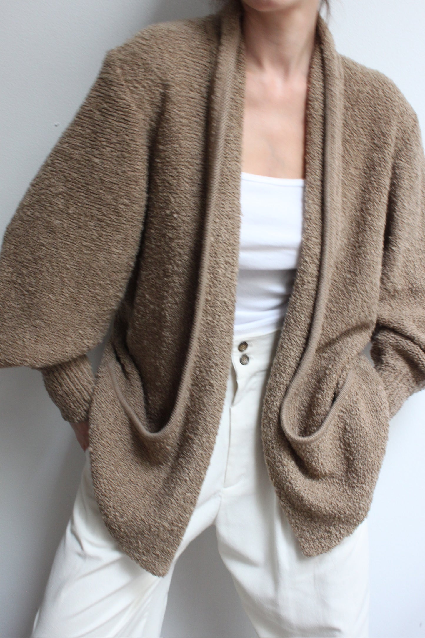 Vintage Toffee Boucle Knit Cardigan