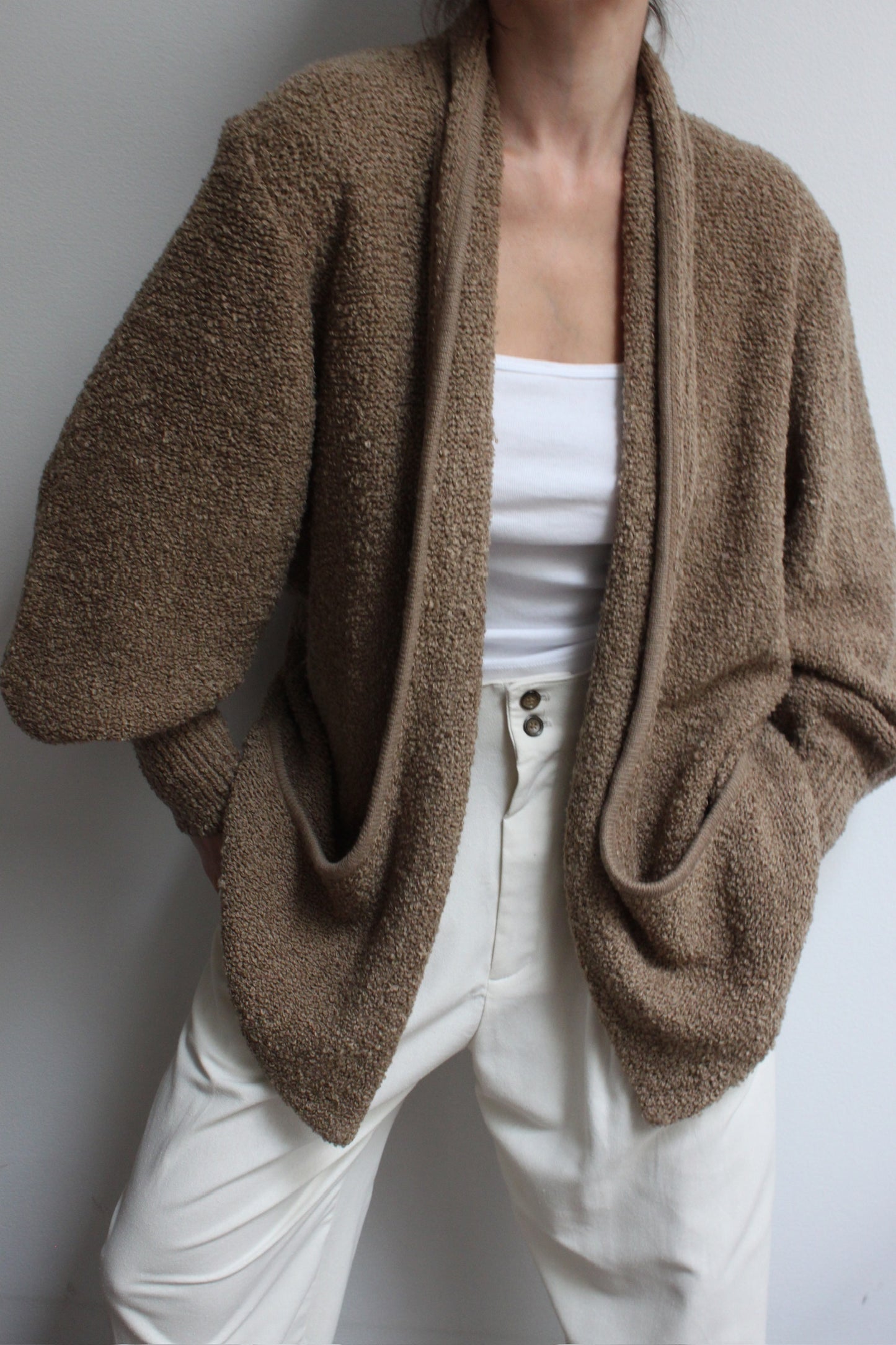 Vintage Toffee Boucle Knit Cardigan