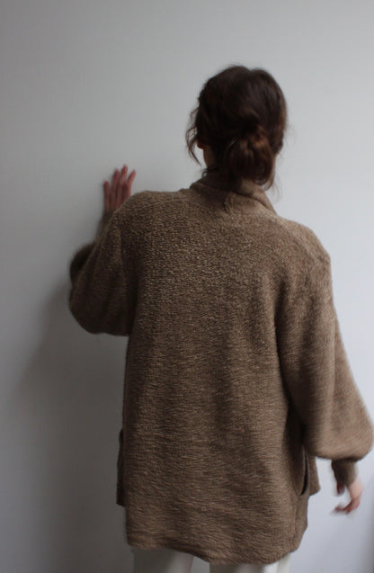 Vintage Toffee Boucle Knit Cardigan