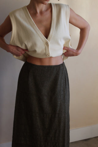 Stunning Vintage Olive Wool & Mohair Wrap Skirt