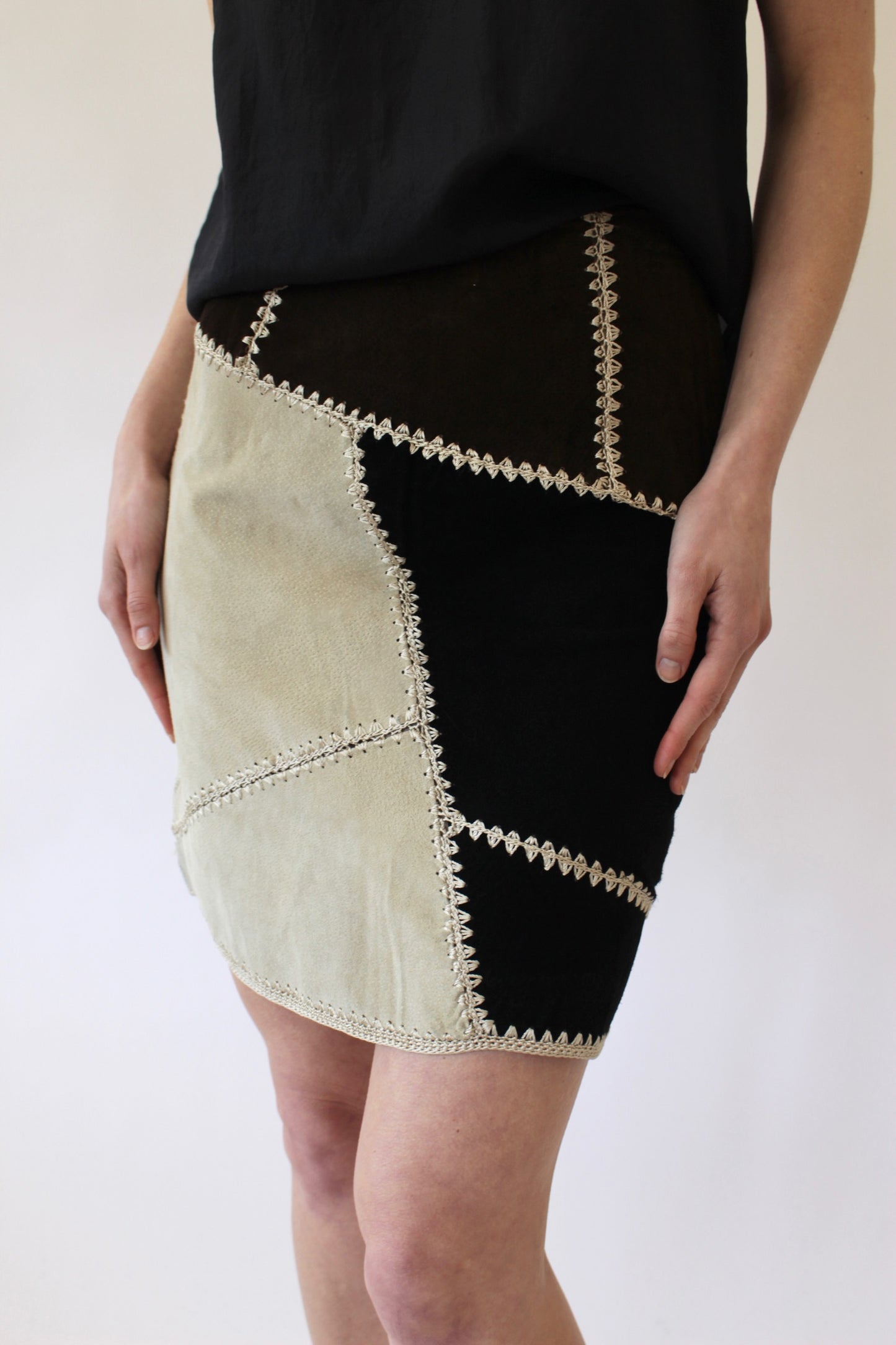 Favorite Vintage Suede Patchwork Skirt