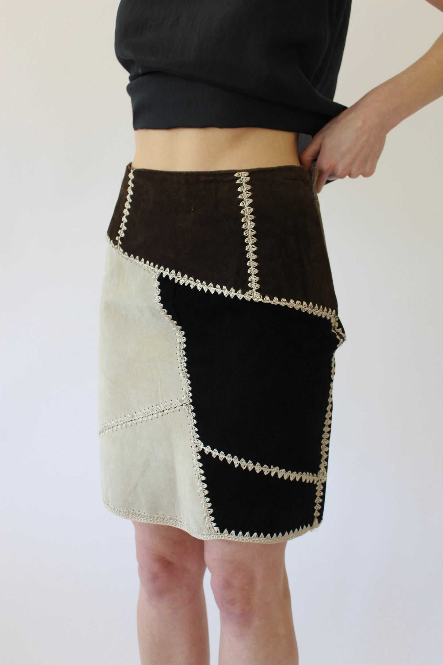 Favorite Vintage Suede Patchwork Skirt