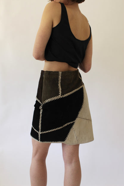 Favorite Vintage Suede Patchwork Skirt