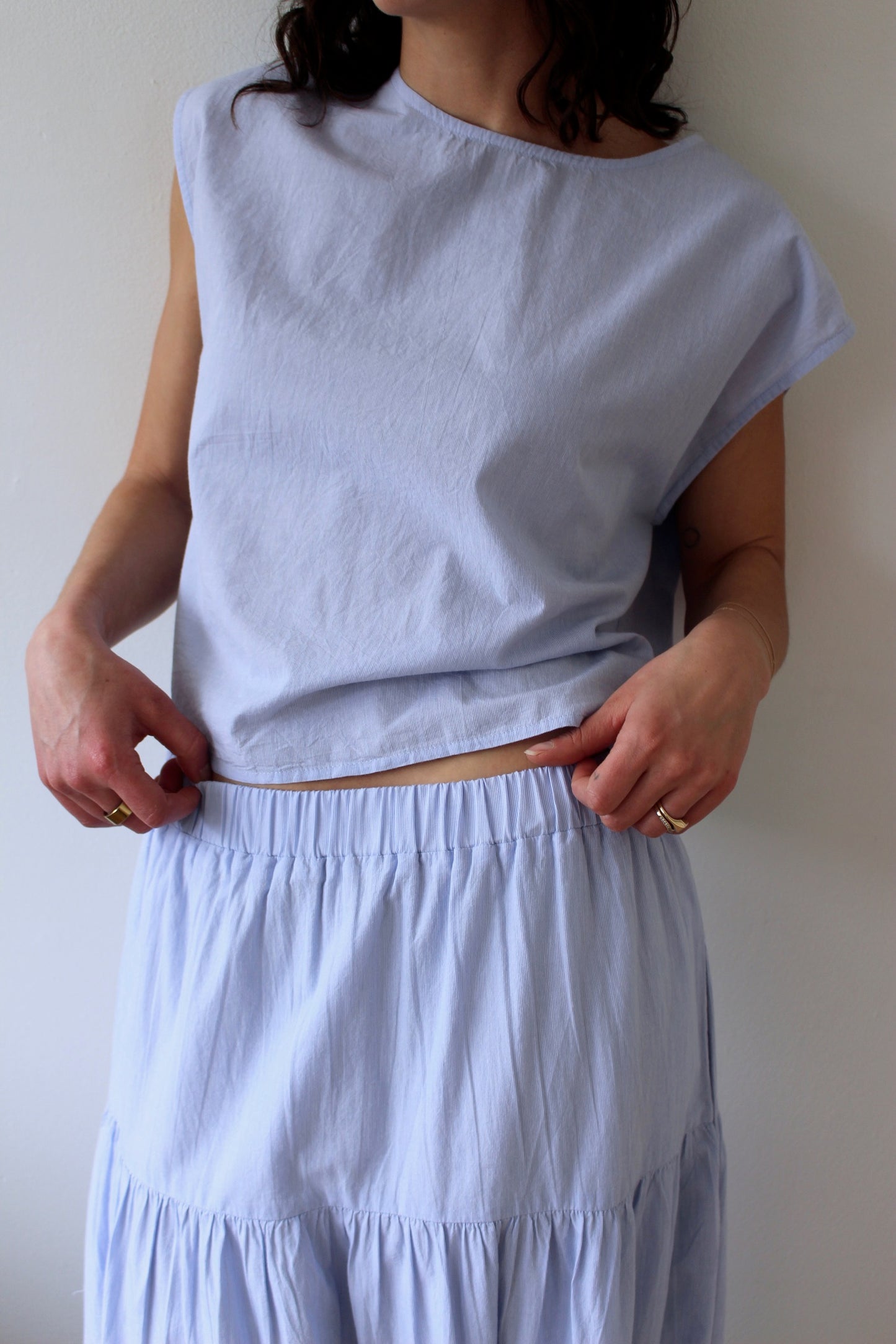 Zay Pinstripe Cotton Top
