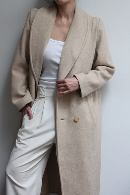 Vintage Sand Robe Collar Wool Coat