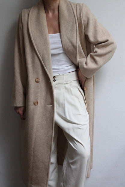 Vintage Sand Robe Collar Wool Coat