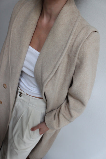 Vintage Sand Robe Collar Wool Coat