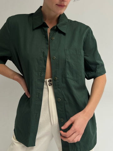Vintage Pine Short Sleeve Button Up