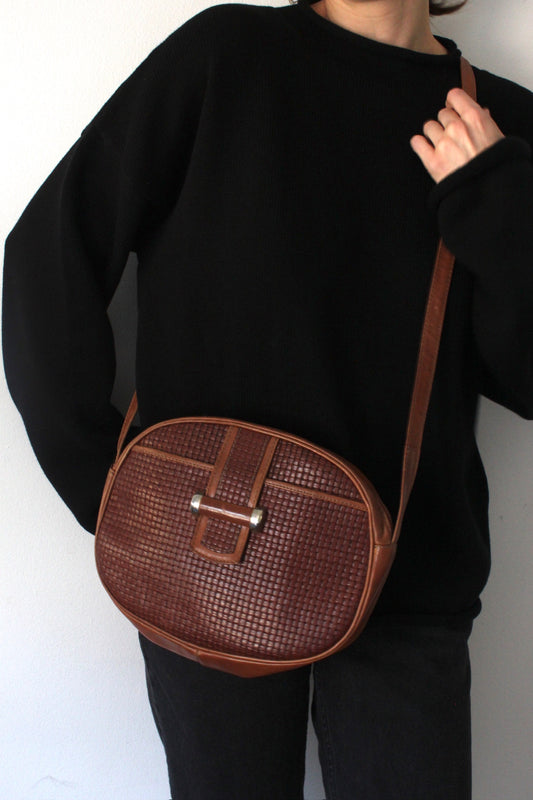 Incredible Vintage Woven Leather Shoulder Bag