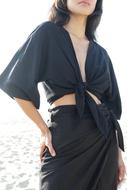 Bobbie Raw Silk Tie Top