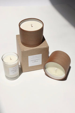 Grapefruit & Ginger Essential Oil Soy Candle / Available in White & Terracotta Ceramic