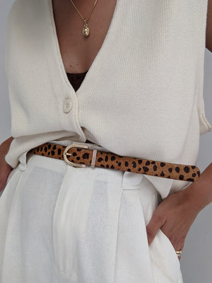 Sweet 90s Spotted Pony Hair Leather Belt