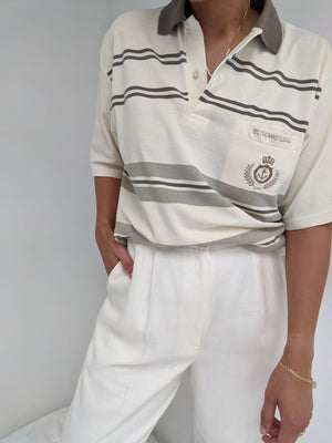 Vintage Butter & Taupe Striped St. Thomas Polo