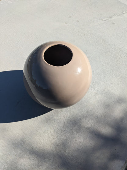 Vintage Taupe Ceramic Sphere Vase