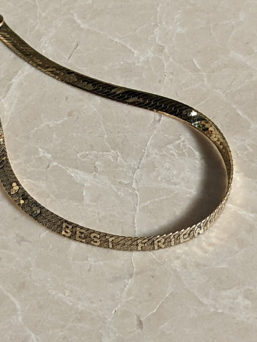 Adorable Vintage Gold "Best Friend" Herringbone Bracelet